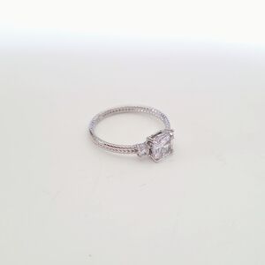 Radiant Silver Women's Ring with Crystal Accent